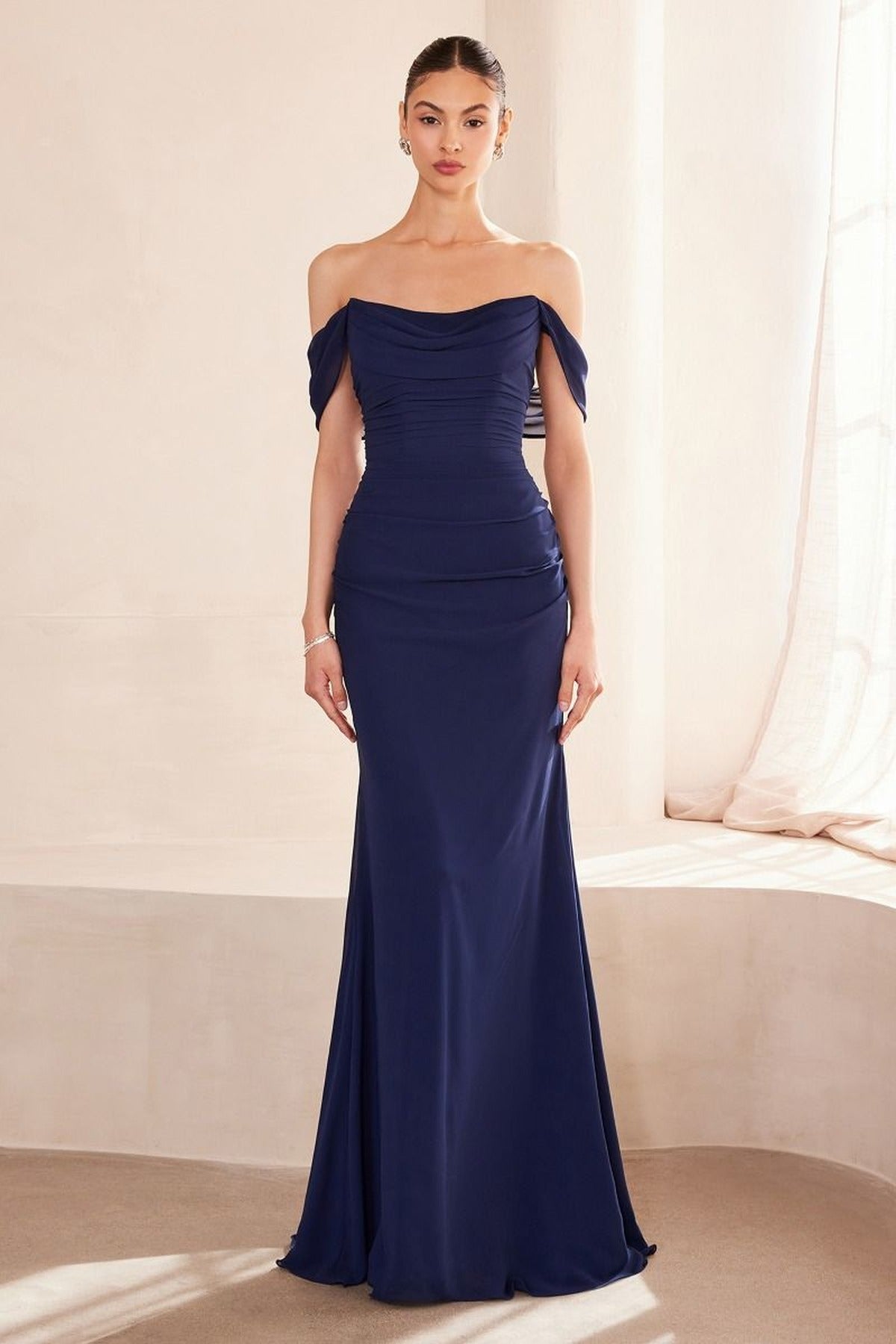 Ladivine Amoris T705 Off Shoulder Fitted Bridesmaid Gown